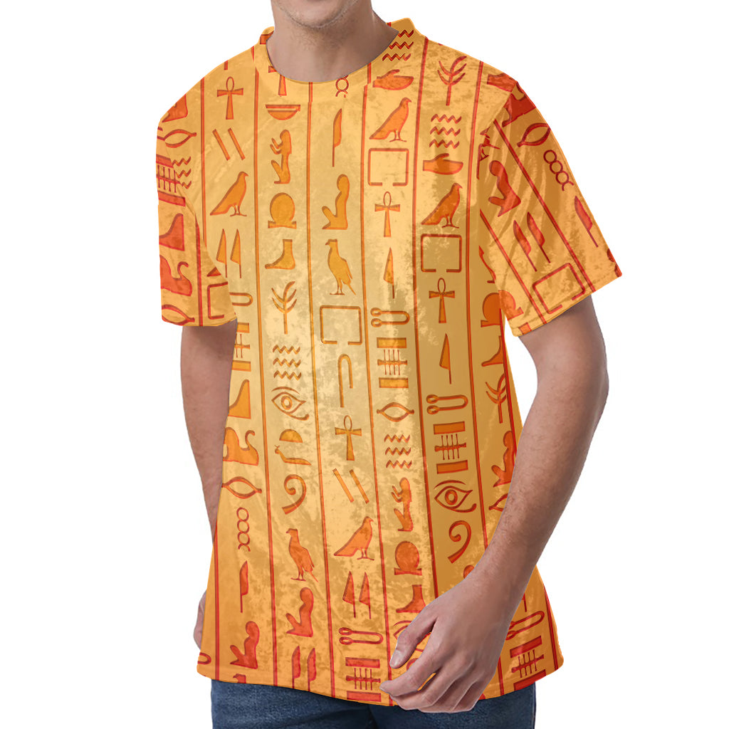 Egyptian Hieroglyphs Symbol Print Men's Velvet T-Shirt