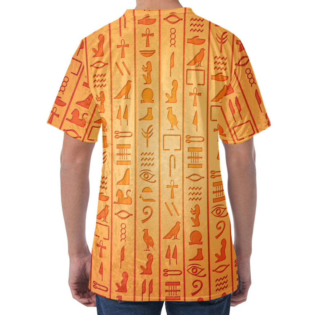 Egyptian Hieroglyphs Symbol Print Men's Velvet T-Shirt