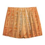 Egyptian Hieroglyphs Symbol Print Mesh Shorts