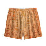 Egyptian Hieroglyphs Symbol Print Mesh Shorts
