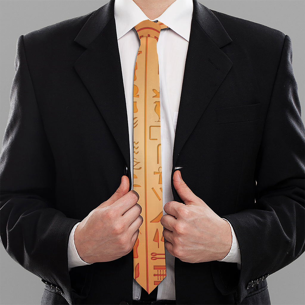 Egyptian Hieroglyphs Symbol Print Necktie