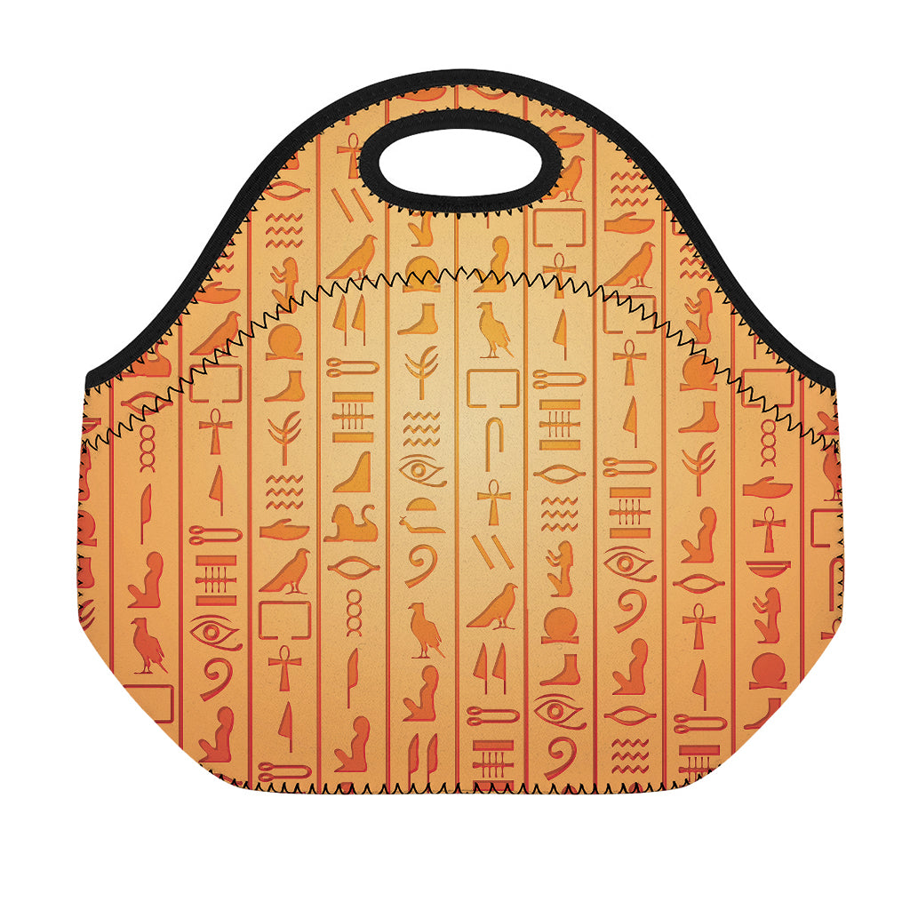 Egyptian Hieroglyphs Symbol Print Neoprene Lunch Bag