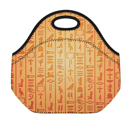 Egyptian Hieroglyphs Symbol Print Neoprene Lunch Bag