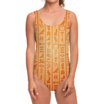 Egyptian Hieroglyphs Symbol Print One Piece Swimsuit