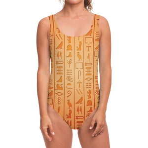 Egyptian Hieroglyphs Symbol Print One Piece Swimsuit