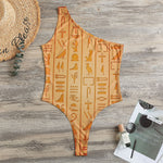 Egyptian Hieroglyphs Symbol Print One Shoulder Bodysuit