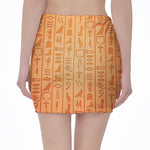 Egyptian Hieroglyphs Symbol Print Pencil Mini Skirt
