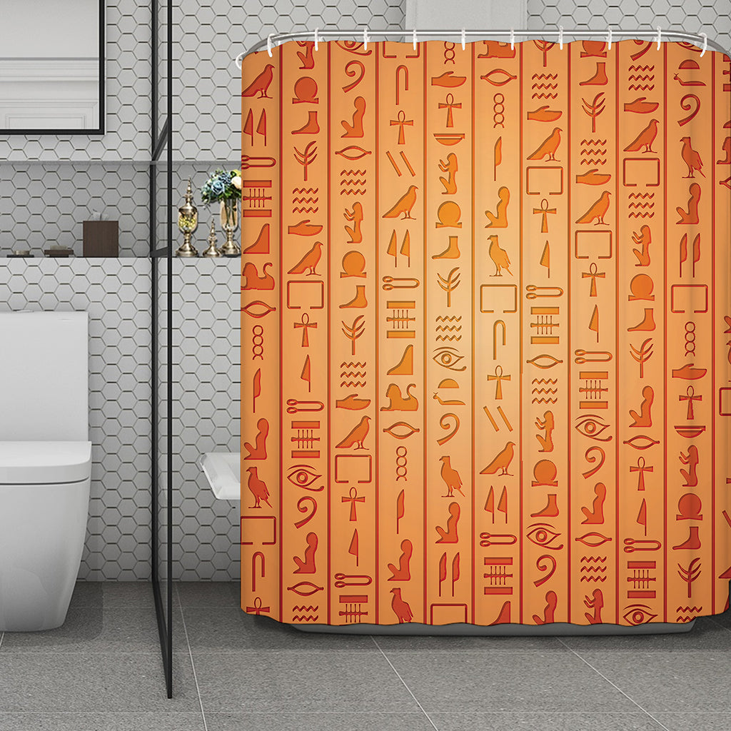 Egyptian Hieroglyphs Symbol Print Polyester Shower Curtain