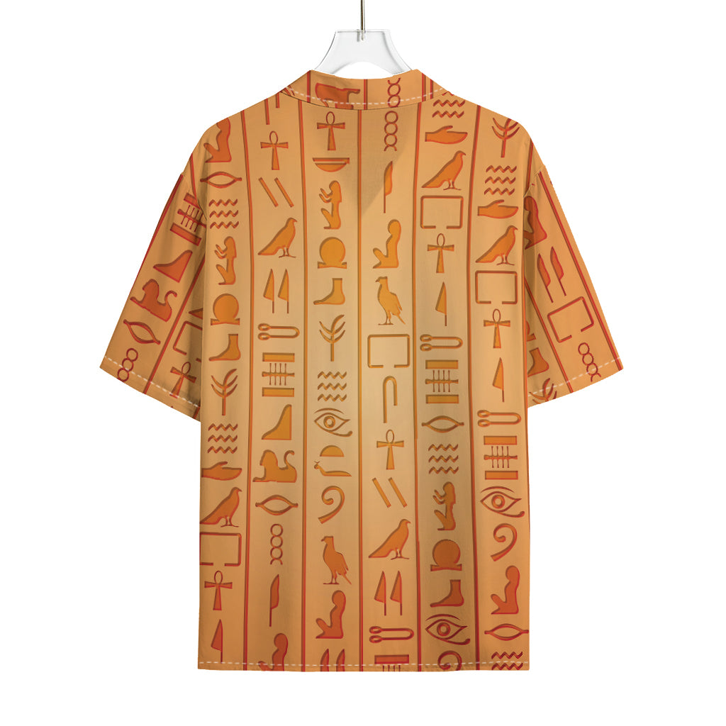 Egyptian Hieroglyphs Symbol Print Rayon Hawaiian Shirt