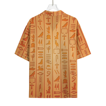 Egyptian Hieroglyphs Symbol Print Rayon Hawaiian Shirt