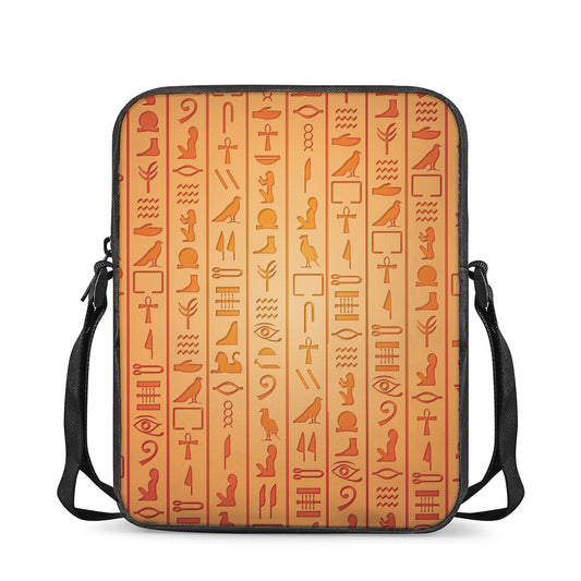 Egyptian Hieroglyphs Symbol Print Rectangular Crossbody Bag