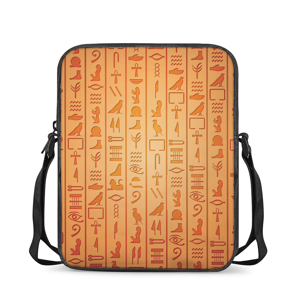 Egyptian Hieroglyphs Symbol Print Rectangular Crossbody Bag
