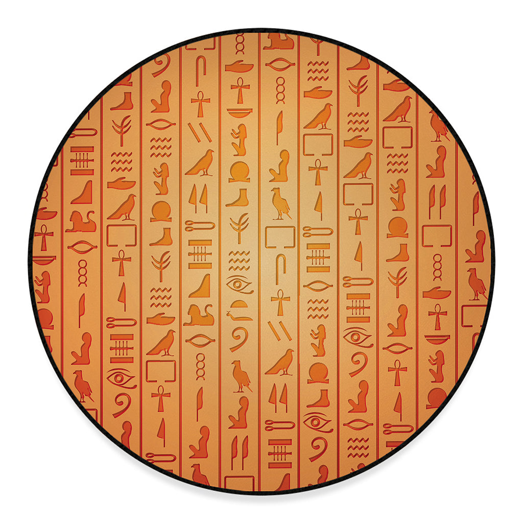 Egyptian Hieroglyphs Symbol Print Round Floor Mat