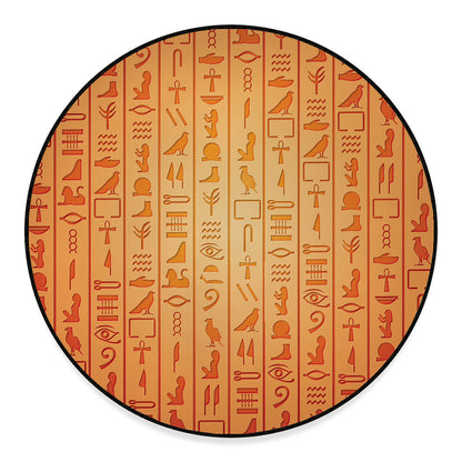 Egyptian Hieroglyphs Symbol Print Round Floor Mat