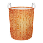 Egyptian Hieroglyphs Symbol Print Round Laundry Basket