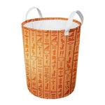 Egyptian Hieroglyphs Symbol Print Round Laundry Basket