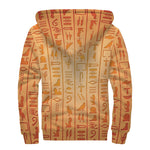 Egyptian Hieroglyphs Symbol Print Sherpa Lined Zip Up Hoodie