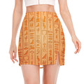 Egyptian Hieroglyphs Symbol Print Side Slit Mini Skirt