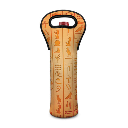 Egyptian Hieroglyphs Symbol Print Single Neoprene Wine Tote