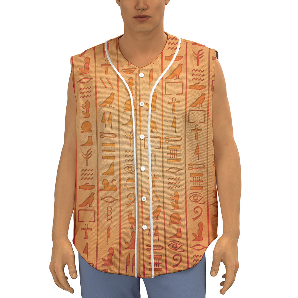 Egyptian Hieroglyphs Symbol Print Sleeveless Baseball Jersey