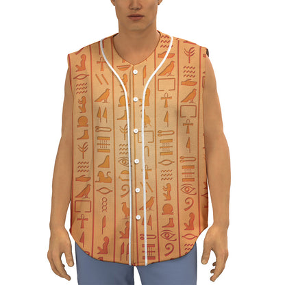Egyptian Hieroglyphs Symbol Print Sleeveless Baseball Jersey