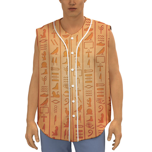 Egyptian Hieroglyphs Symbol Print Sleeveless Baseball Jersey