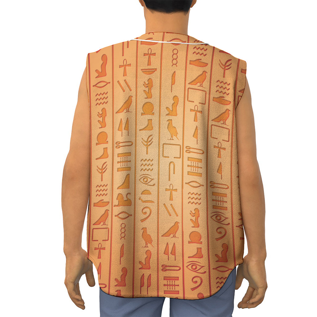 Egyptian Hieroglyphs Symbol Print Sleeveless Baseball Jersey