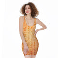 Egyptian Hieroglyphs Symbol Print Sleeveless Bodycon Dress