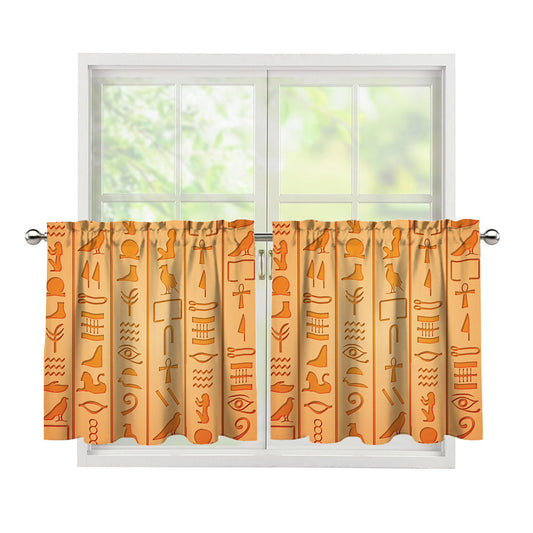 Egyptian Hieroglyphs Symbol Print Tier Curtains