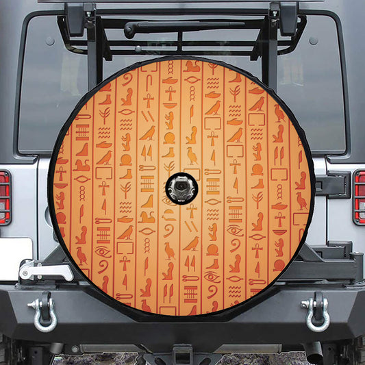 Egyptian Hieroglyphs Symbol Print Tire Cover With Camera Hole