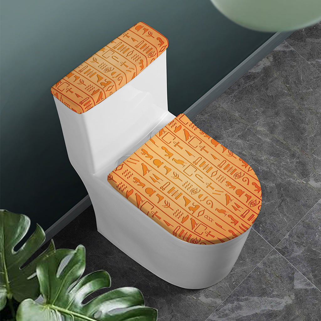 Egyptian Hieroglyphs Symbol Print Toilet Lid And Tank Cover Set