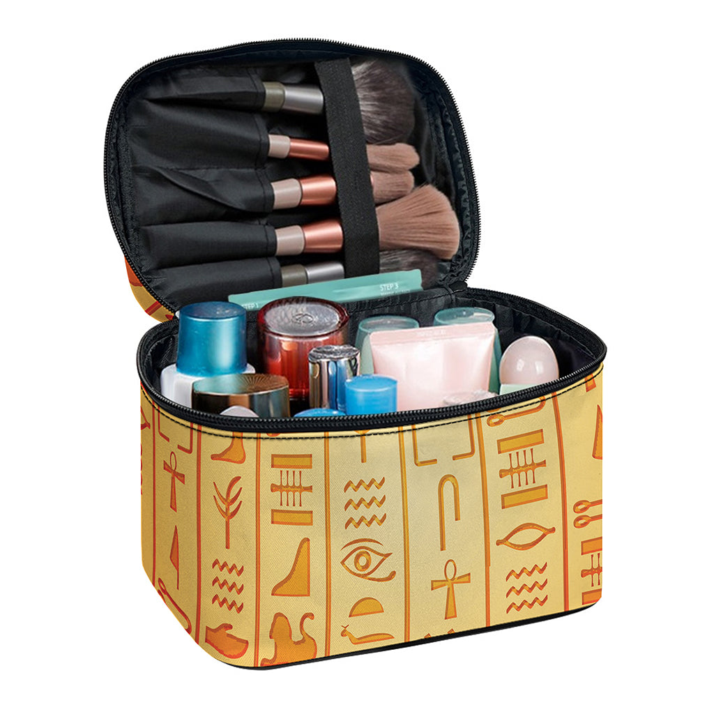 Egyptian Hieroglyphs Symbol Print Travel Makeup Bag