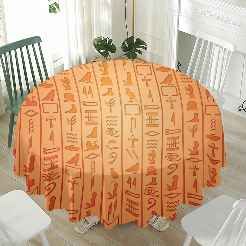 Egyptian Hieroglyphs Symbol Print Waterproof Round Tablecloth