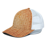 Egyptian Hieroglyphs Symbol Print White Mesh Trucker Cap