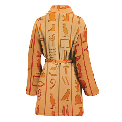 Egyptian Hieroglyphs Symbol Print Women's Bathrobe