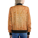 Egyptian Hieroglyphs Symbol Print Women's Bomber Jacket