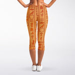 Egyptian Hieroglyphs Symbol Print Women's Capri Leggings