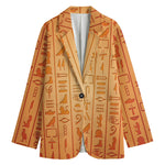 Egyptian Hieroglyphs Symbol Print Women's Cotton Blazer
