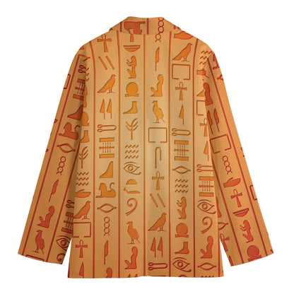Egyptian Hieroglyphs Symbol Print Women's Cotton Blazer