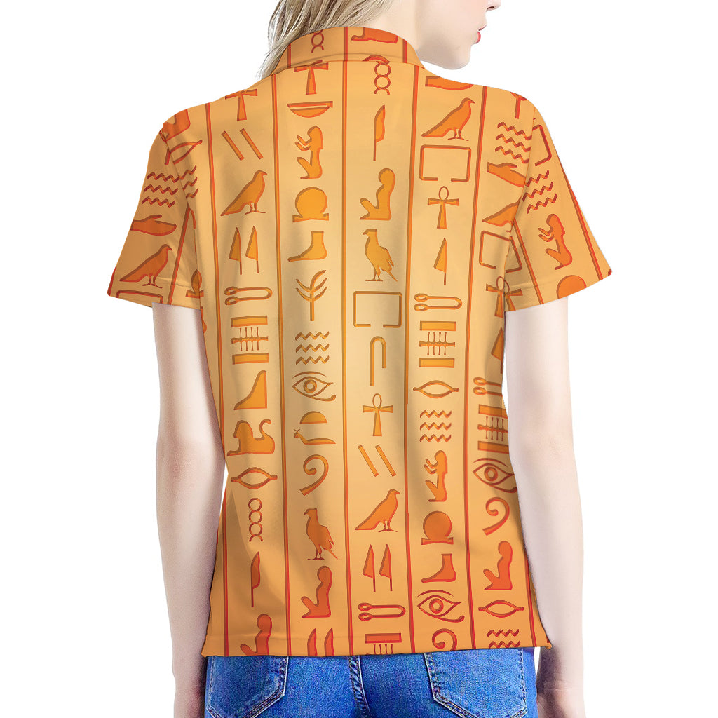 Egyptian Hieroglyphs Symbol Print Women's Polo Shirt