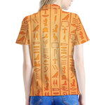 Egyptian Hieroglyphs Symbol Print Women's Polo Shirt