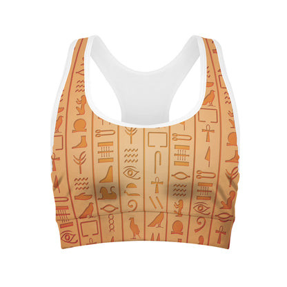 Egyptian Hieroglyphs Symbol Print Women's Sports Bra