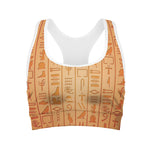 Egyptian Hieroglyphs Symbol Print Women's Sports Bra