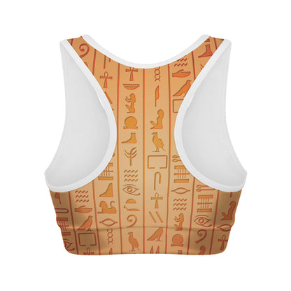 Egyptian Hieroglyphs Symbol Print Women's Sports Bra