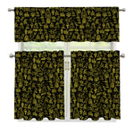 Egyptian Symbols Pattern Print 3 Piece Kitchen Curtains