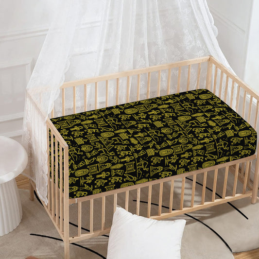 Egyptian Symbols Pattern Print Baby Crib Sheet