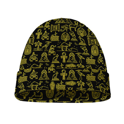 Egyptian Symbols Pattern Print Beanie