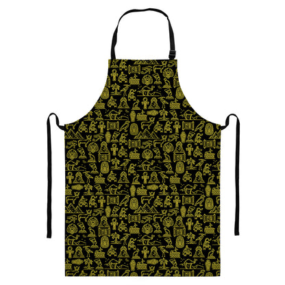 Egyptian Symbols Pattern Print Bib Apron With Pocket