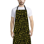 Egyptian Symbols Pattern Print Bib Apron With Pocket