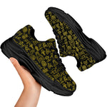 Egyptian Symbols Pattern Print Black Chunky Shoes